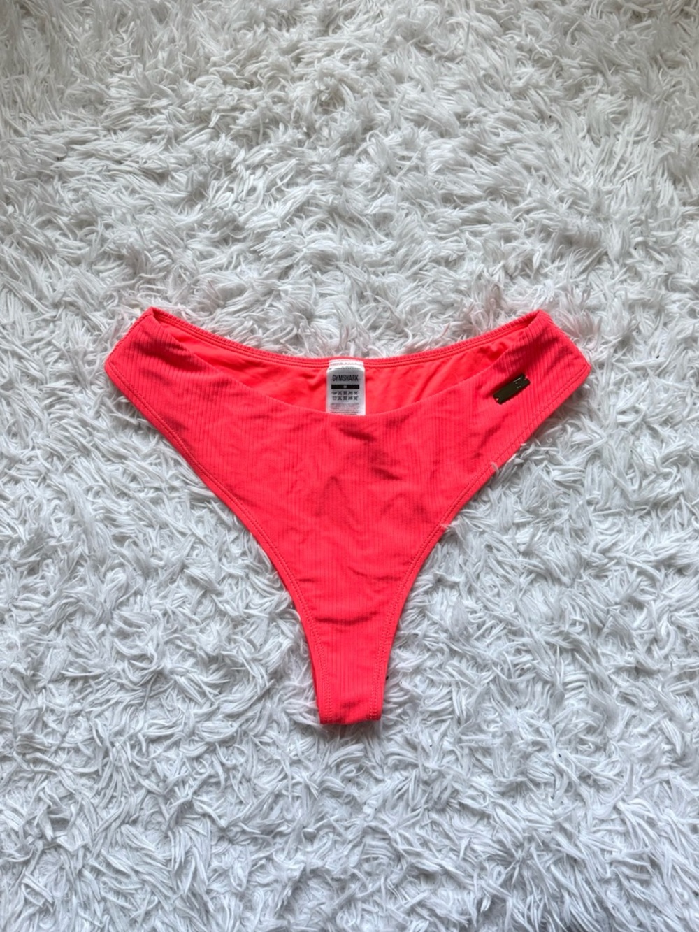 Gymshark Ribbed Neon Coral Bikini Bottoms